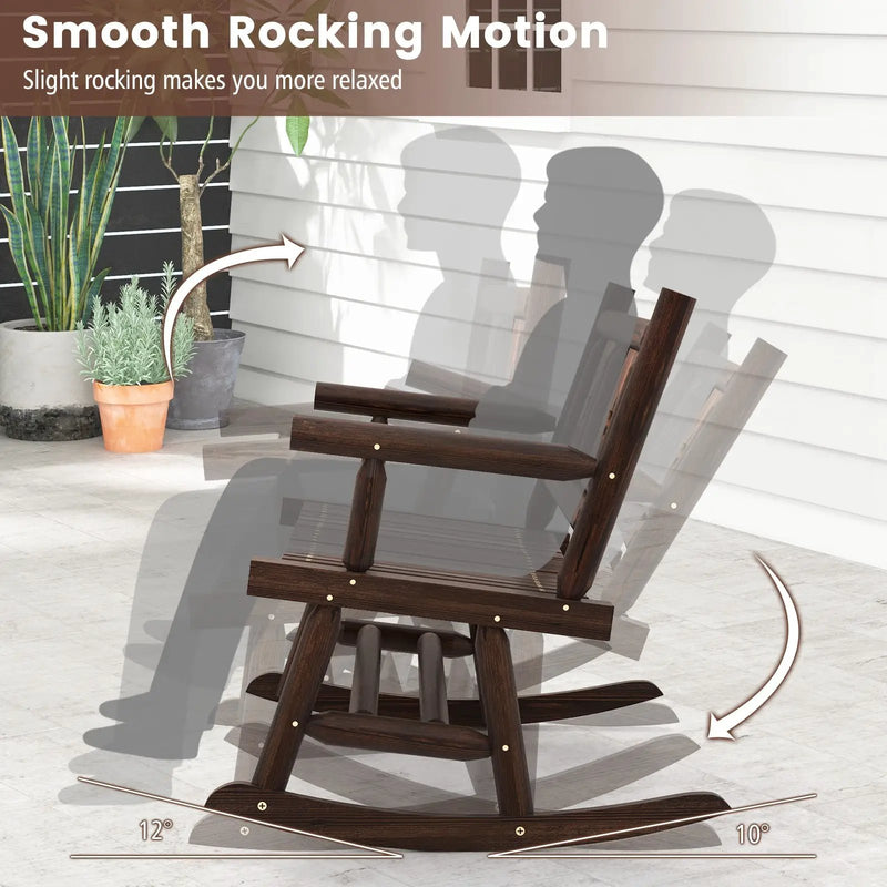Patio Rocking Bench Double Rocker Chair with Ergonomic Seat 2-Person Loveseat by DirectDeals