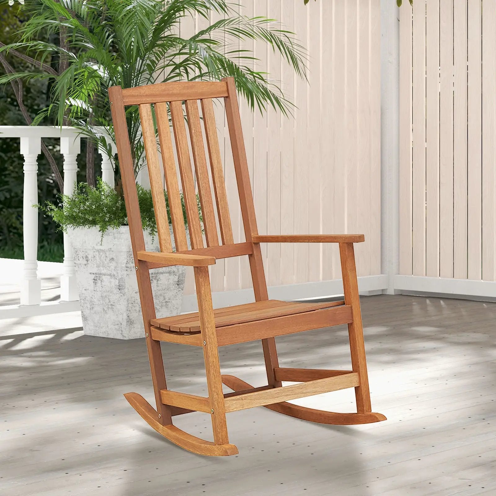 Patio Rocking Chair Ergonomic High-Back Outdoor Rocker with Smooth Rocking Base by DirectDeals