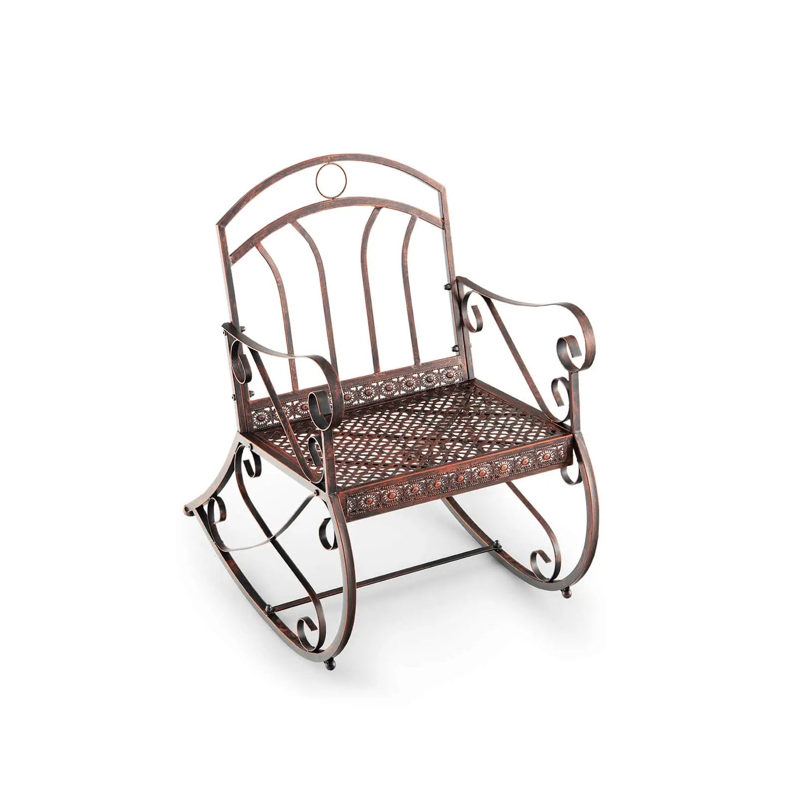 Heavy-Duty Patio Rocking Chair with Ergonomic Backrest and Armrests-Red by DirectDeals