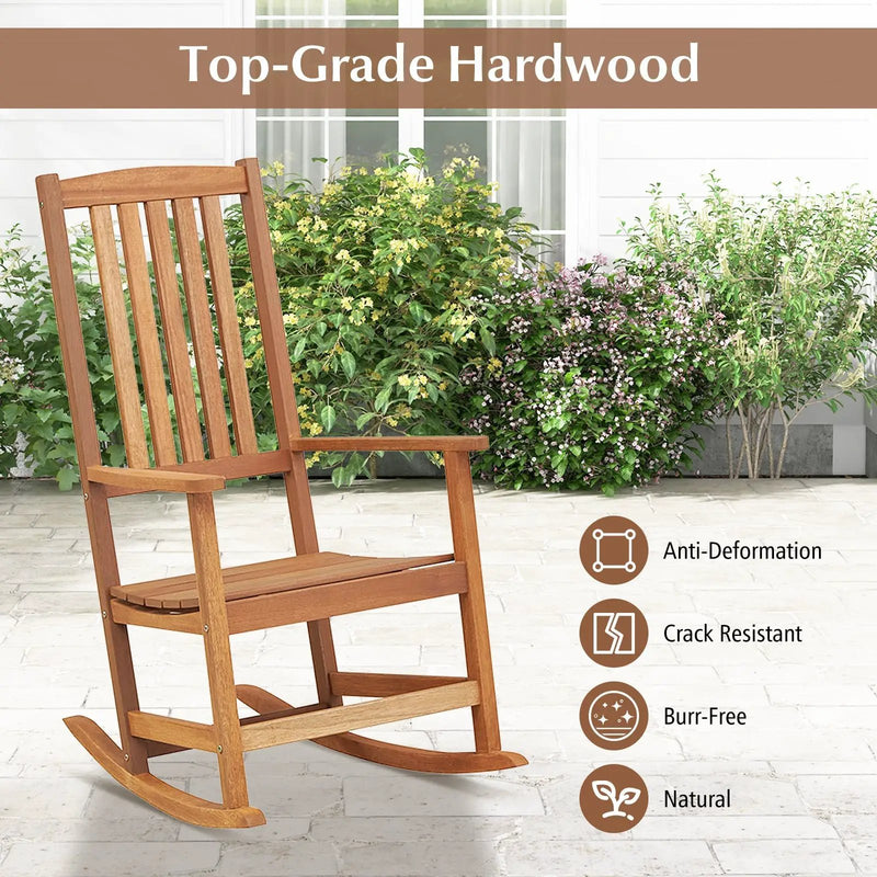 Patio Rocking Chair Ergonomic High-Back Outdoor Rocker with Smooth Rocking Base by DirectDeals
