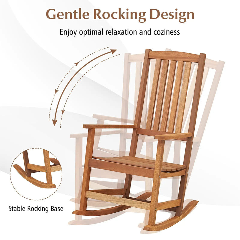 Patio Rocking Chair Ergonomic High-Back Outdoor Rocker with Smooth Rocking Base by DirectDeals