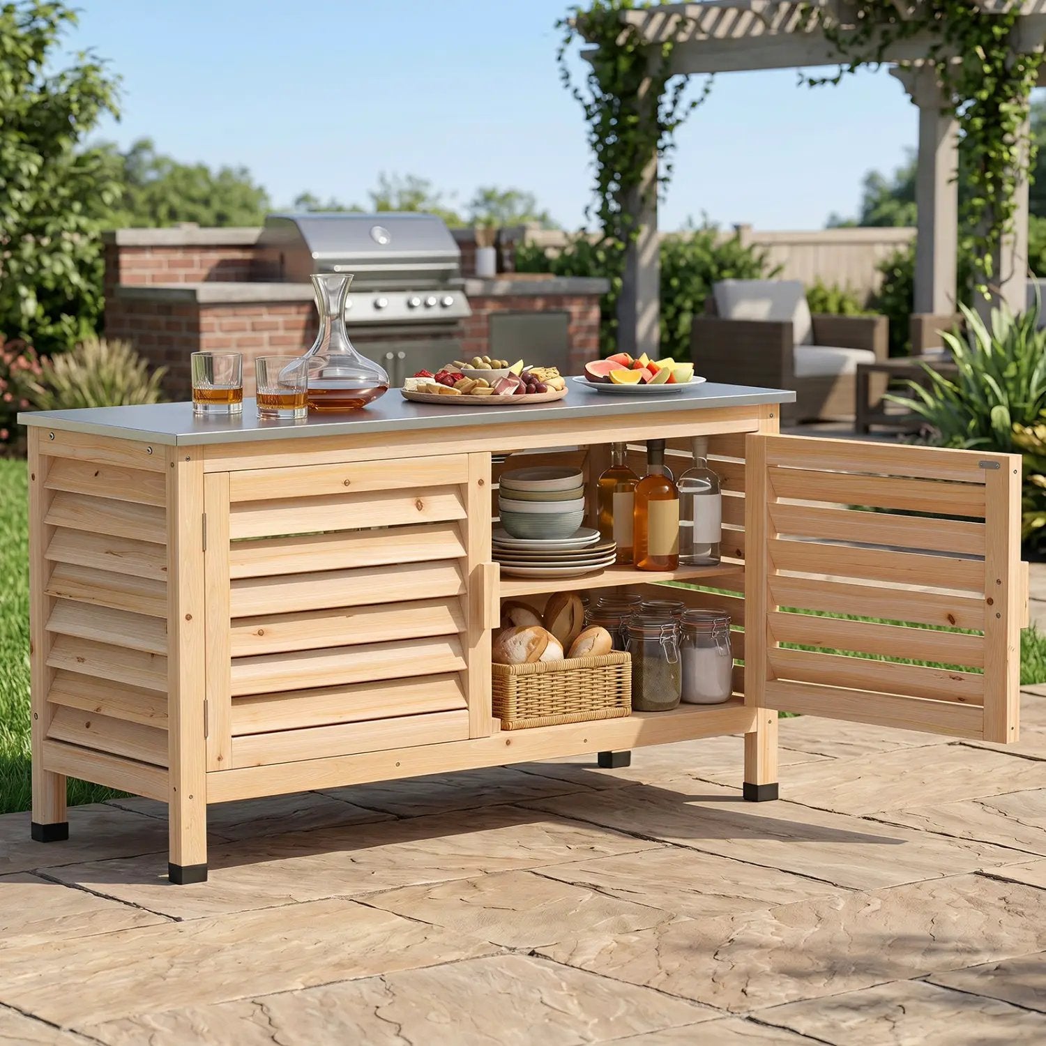Outdoor Storage Cabinet with Stainless Steel Countertop by DirectDeals