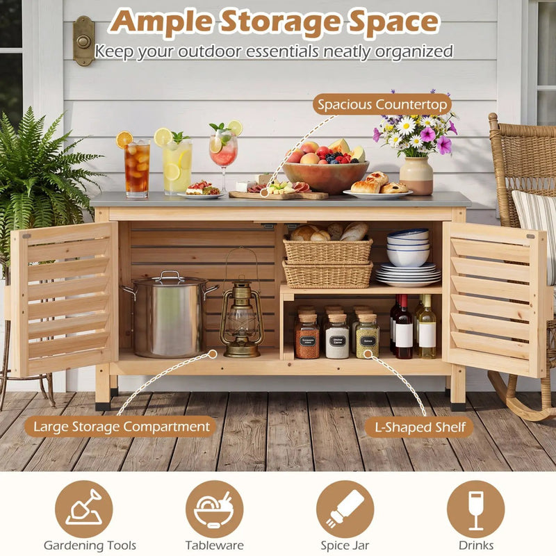 Outdoor Storage Cabinet with Stainless Steel Countertop by DirectDeals