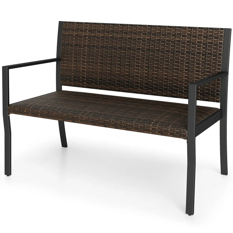 Outdoor Rattan Loveseat with Sponge Cushion - 800 lbs Capacity by DirectDeals