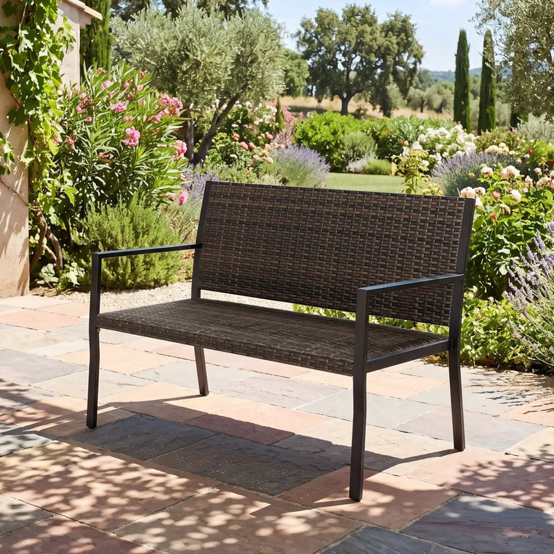 Outdoor Rattan Loveseat with Sponge Cushion - 800 lbs Capacity by DirectDeals