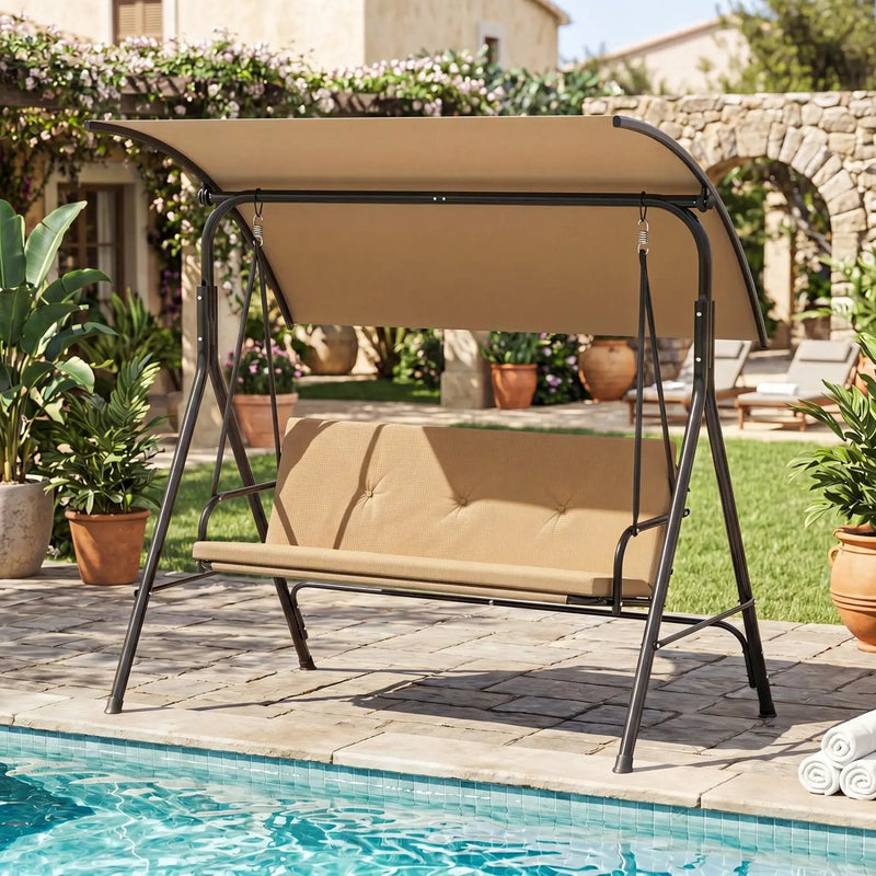2-Person Patio Swing Chair with Adjustable Canopy by DirectDeals