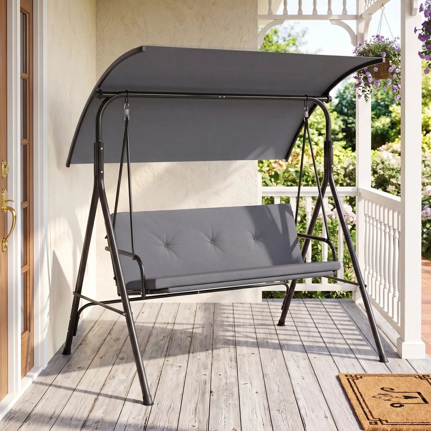 2-Person Patio Swing Chair with Adjustable Canopy by DirectDeals