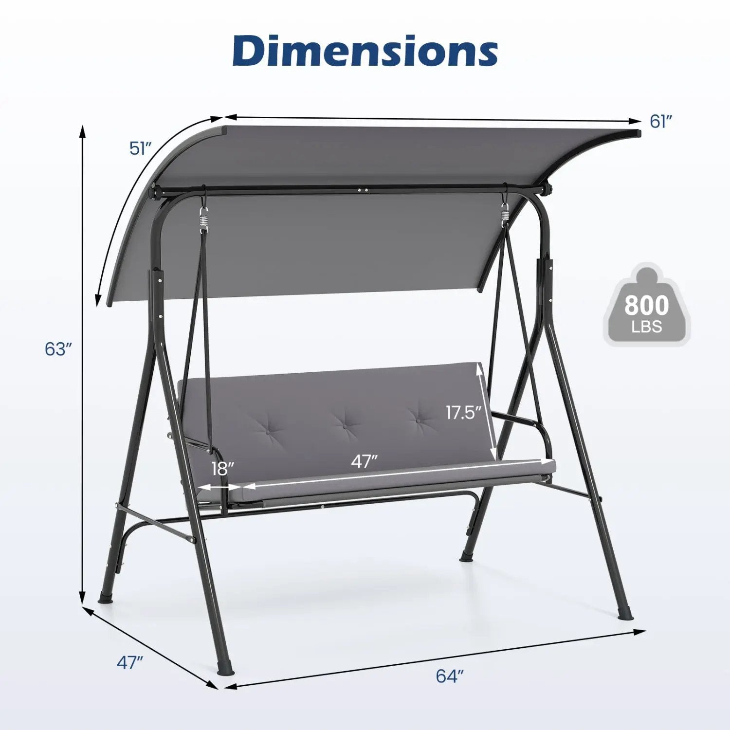 2-Person Patio Swing Chair with Adjustable Canopy by DirectDeals