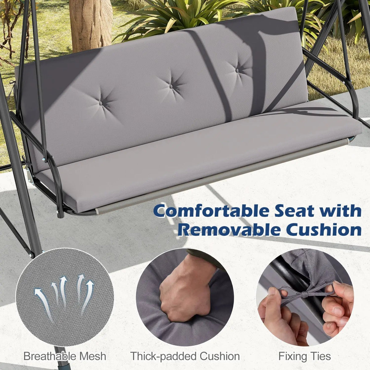 2-Person Patio Swing Chair with Adjustable Canopy, photo 23 of 24
