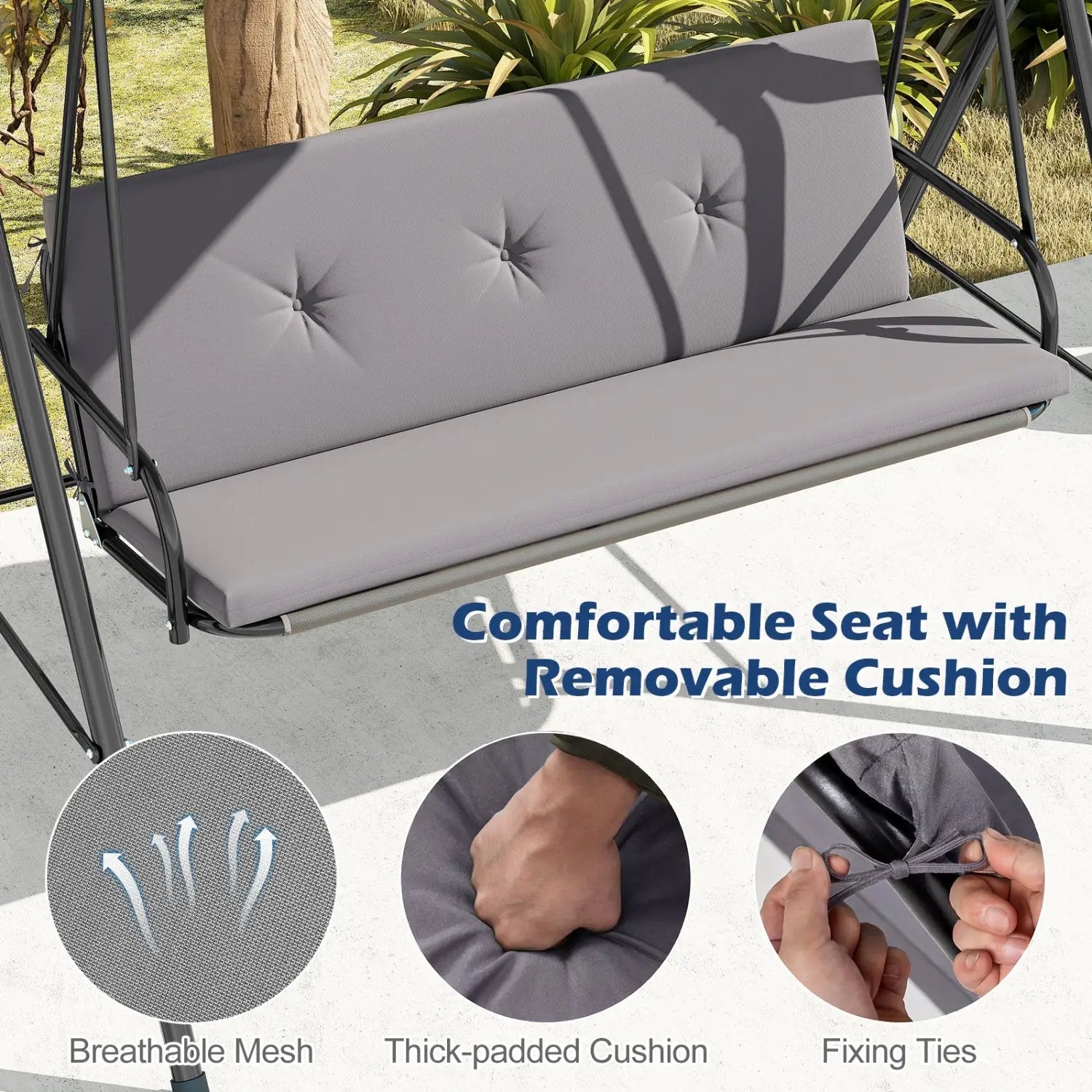 2-Person Patio Swing Chair with Adjustable Canopy by DirectDeals