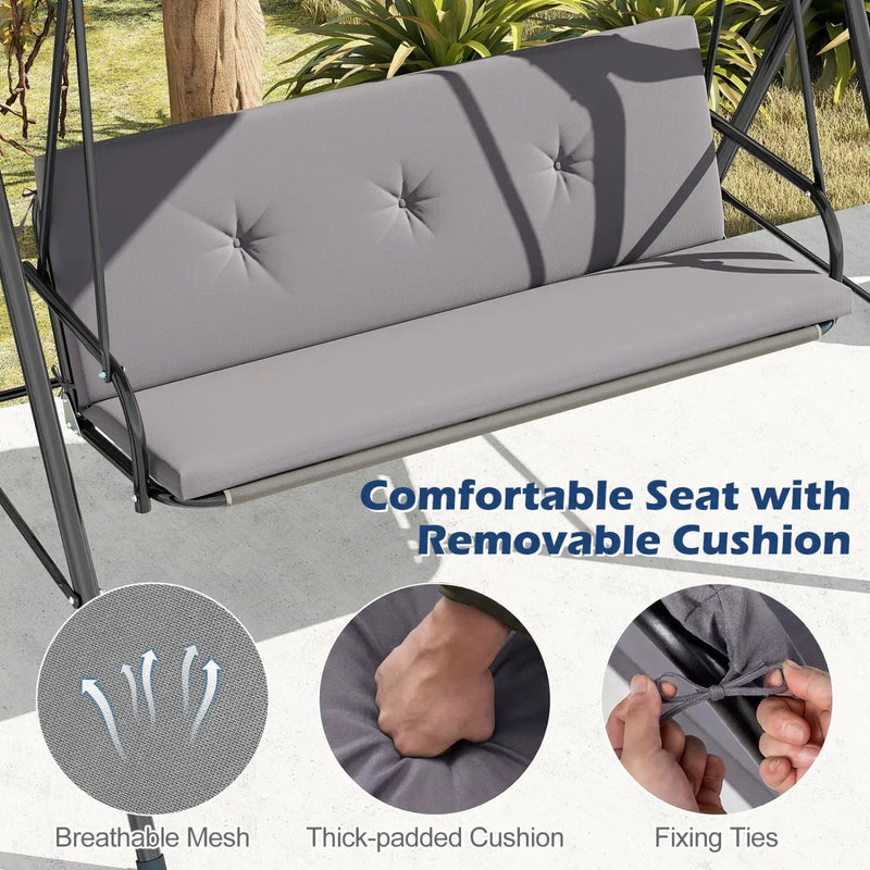 2-Person Patio Swing Chair with Adjustable Canopy by DirectDeals