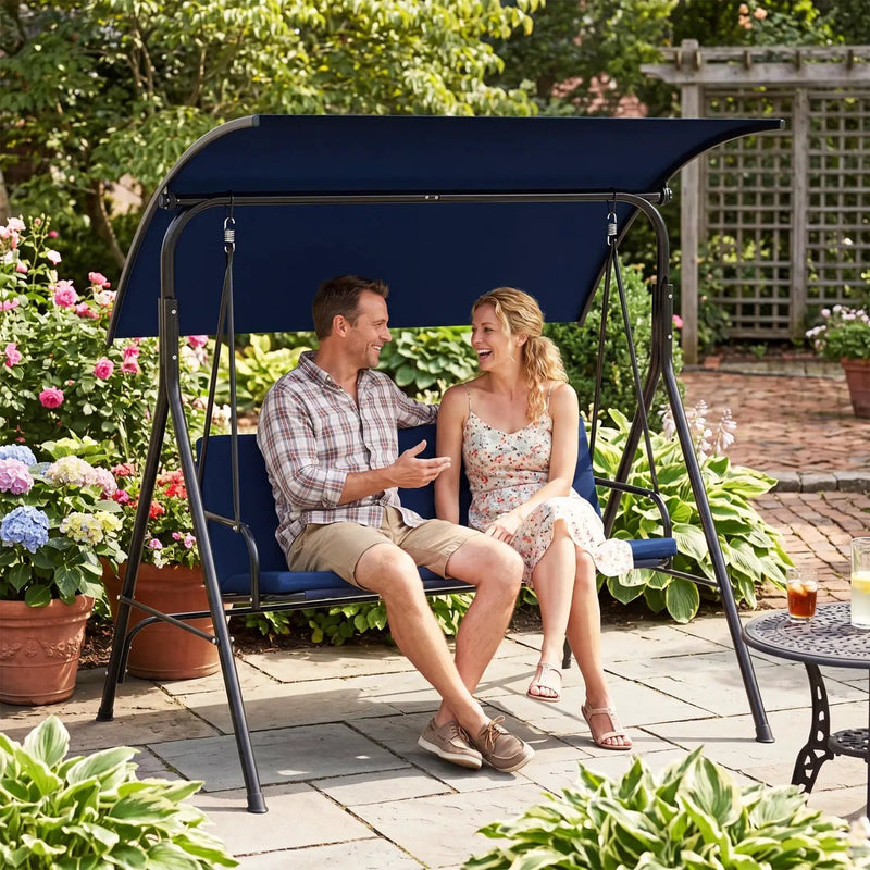 2-Person Patio Swing Chair with Adjustable Canopy by DirectDeals