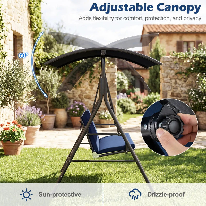 2-Person Patio Swing Chair with Adjustable Canopy by DirectDeals