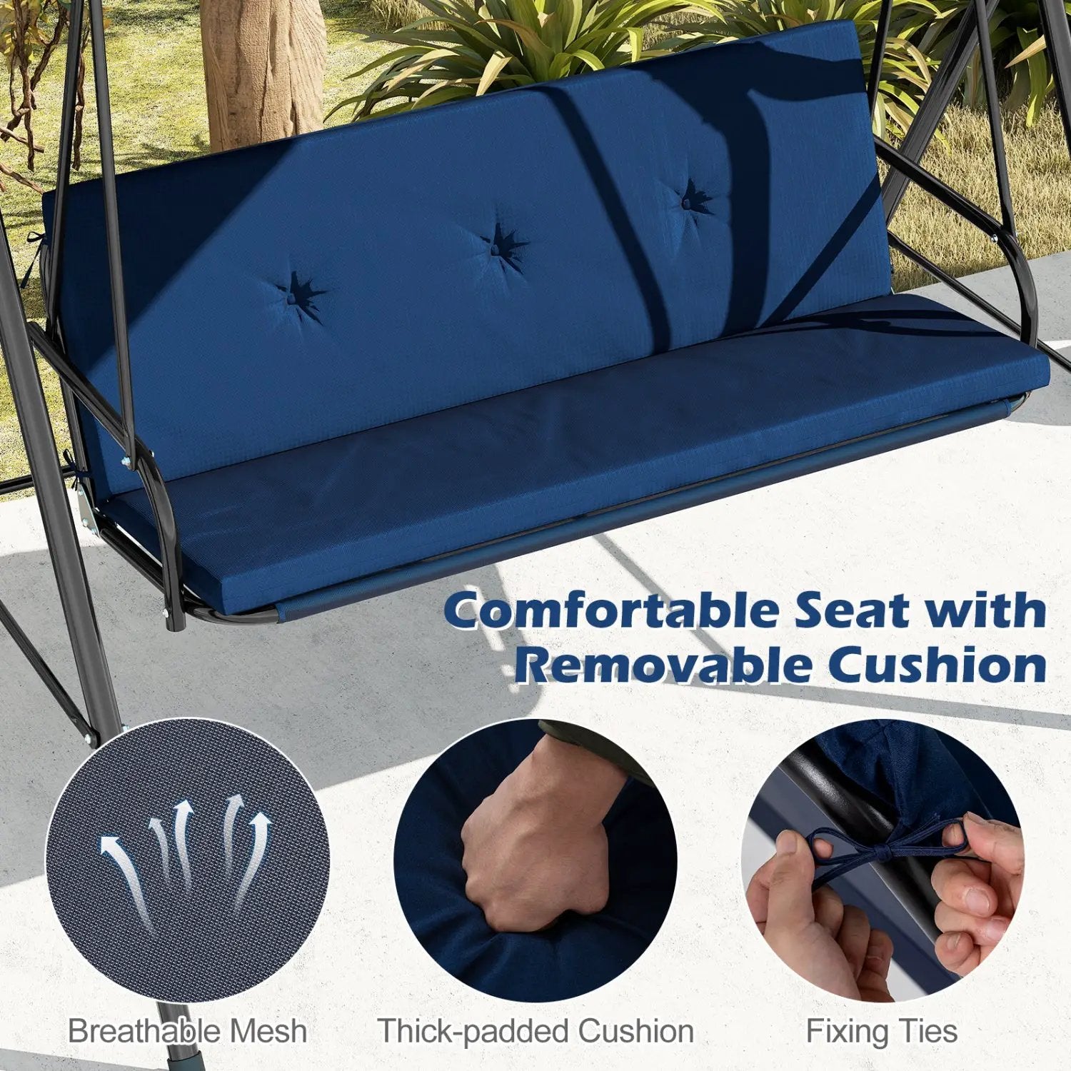 2-Person Patio Swing Chair with Adjustable Canopy by DirectDeals