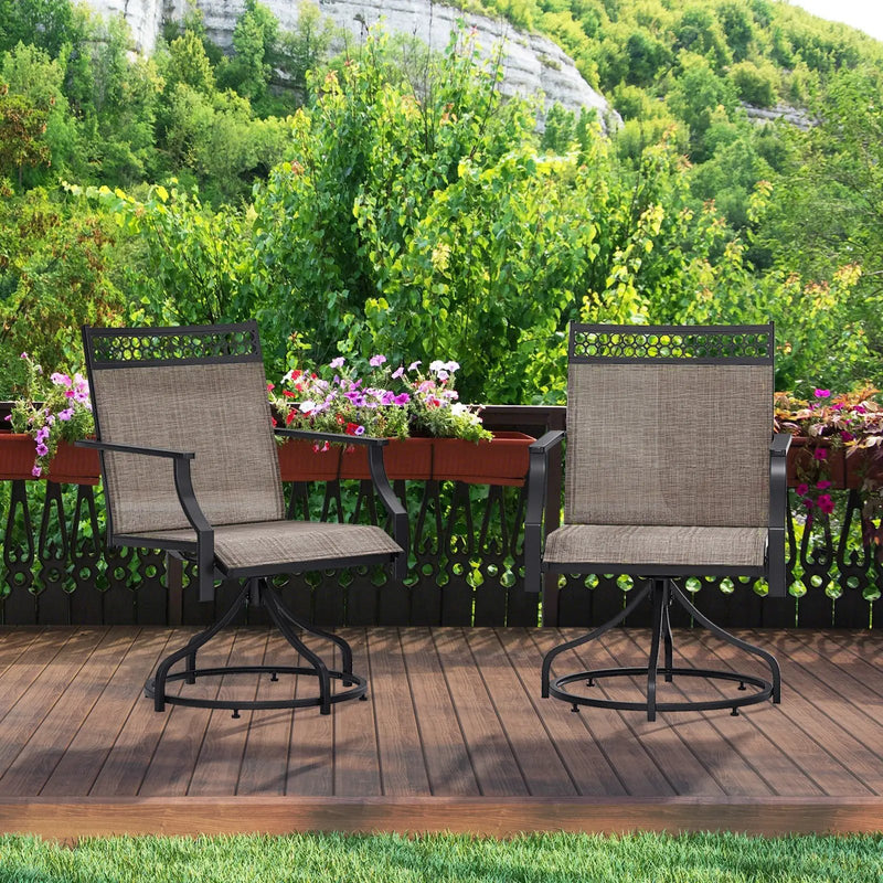 Patio Swivel Dining Chairs Set of 2 with Heavy-duty Metal Frame and Armrests by DirectDeals