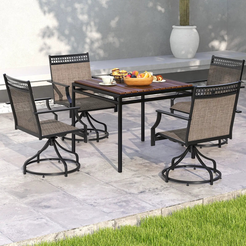 Patio Swivel Dining Chairs Set of 2 with Heavy-duty Metal Frame and Armrests by DirectDeals