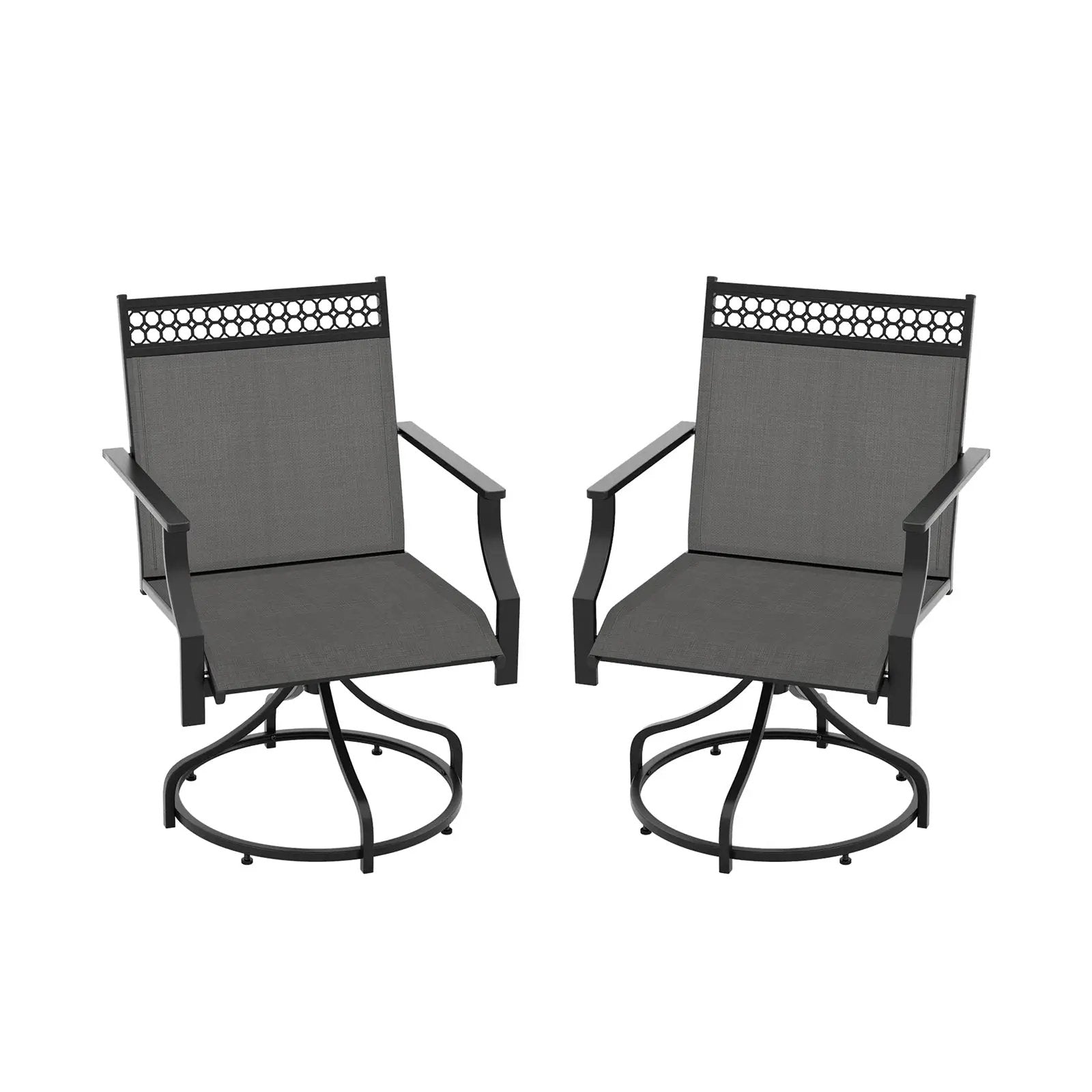 Patio Swivel Dining Chairs Set of 2 with Heavy-duty Metal Frame and Armrests by DirectDeals