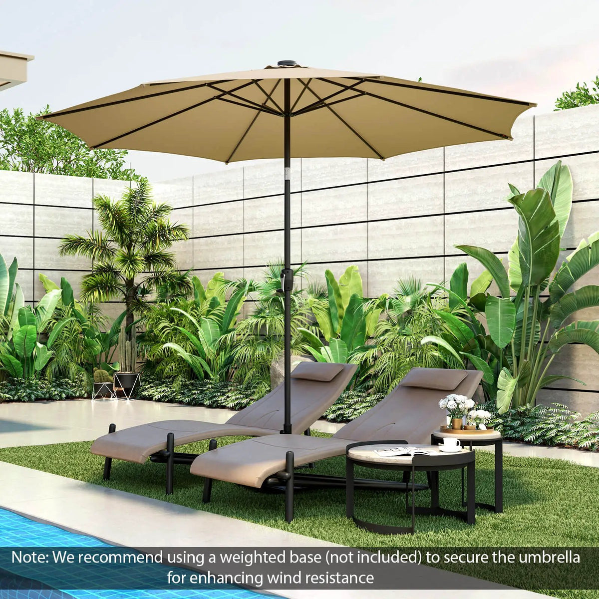 10 Feet Patio Umbrella with 112 Solar Lights and Crank Handle, photo 2 of 9