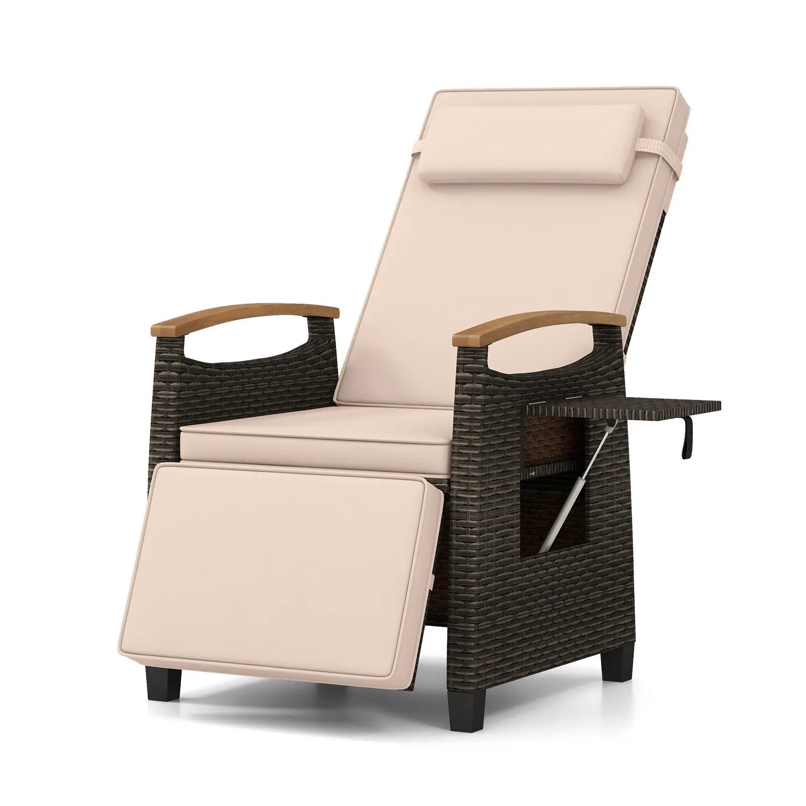 Patio Wicker Recliner Chair with Adjustable Backrest and Footrest by DirectDeals