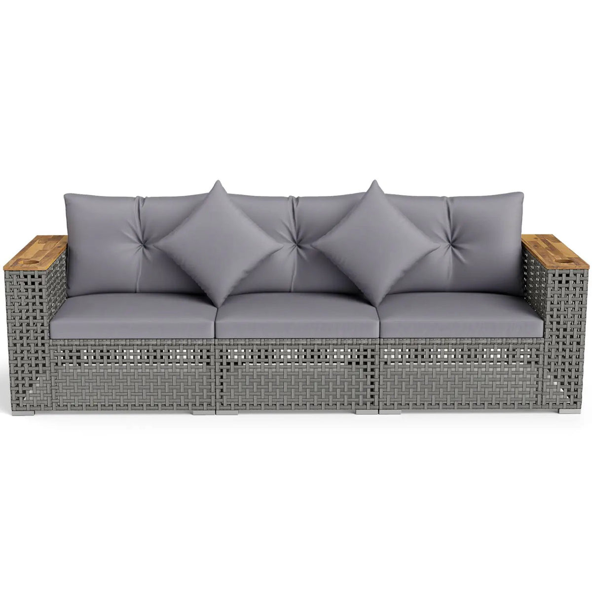Patio Wicker Sectional Furniture Set with 1 Armless and 2 Corner Sofas for Garden, photo 8 of 24