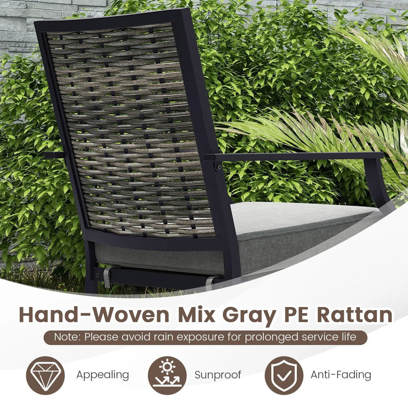 Patio Wicker Chairs Set of 2 Stackable Rattan Armchairs with Removable Cushions-Grey by DirectDeals