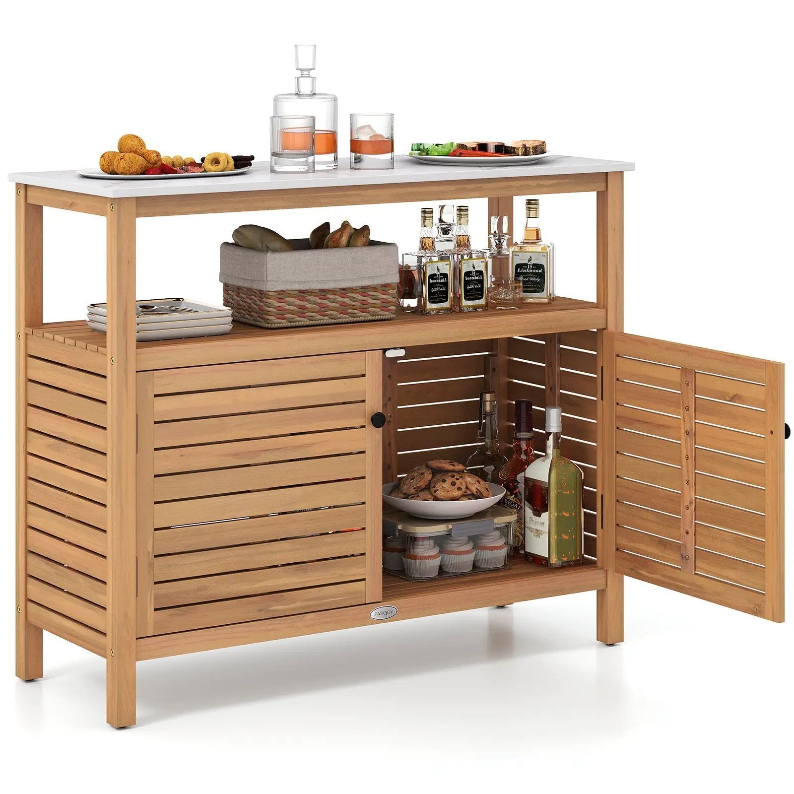 Patio Wood Storage Cabinet Outdoor Acacia Wood Buffet Cabinet by DirectDeals