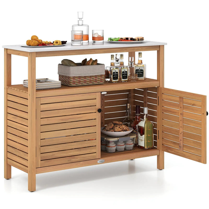 Patio Wood Storage Cabinet Outdoor Acacia Wood Buffet Cabinet by DirectDeals