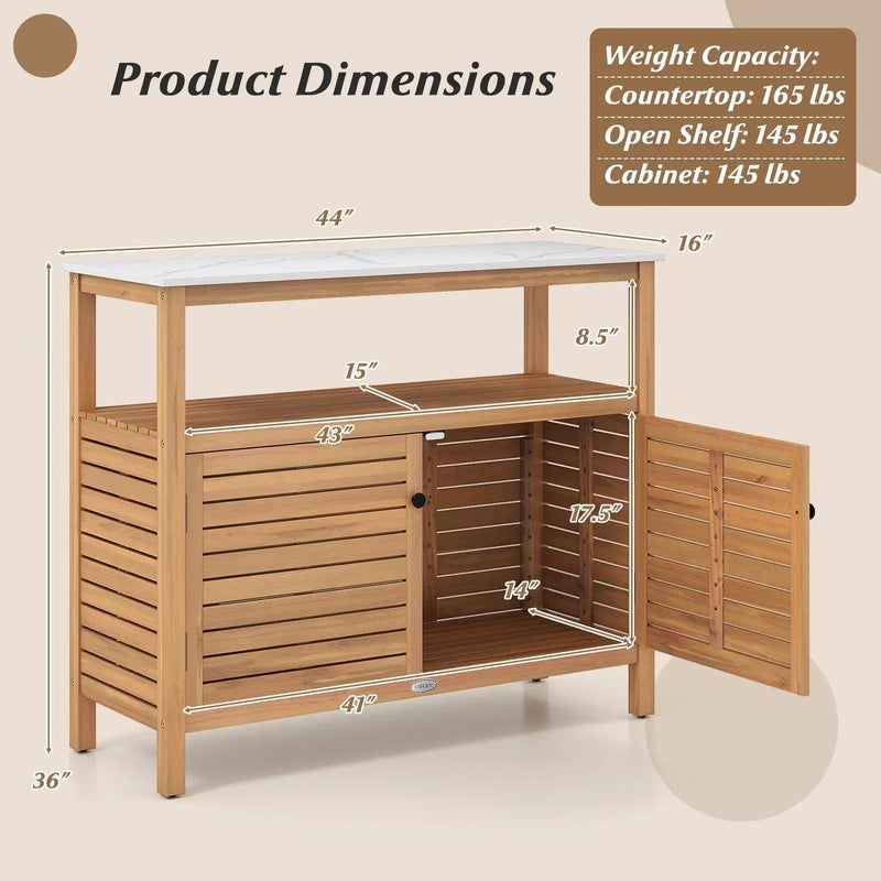 Patio Wood Storage Cabinet Outdoor Acacia Wood Buffet Cabinet by DirectDeals