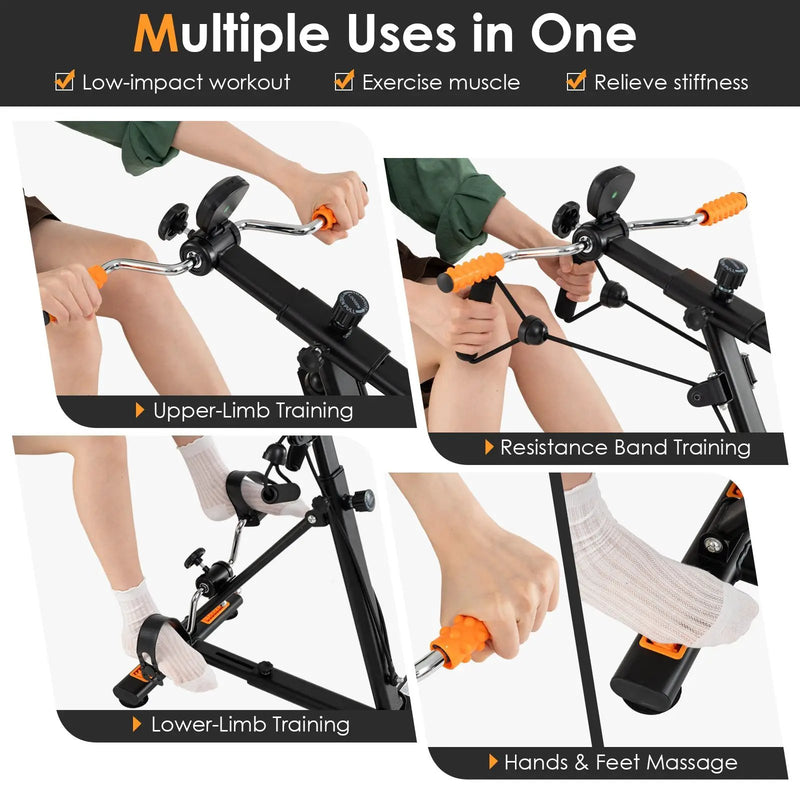 Pedal Exerciser with Adjustable Resistance for Arm and Leg Workout-Orange by DirectDeals