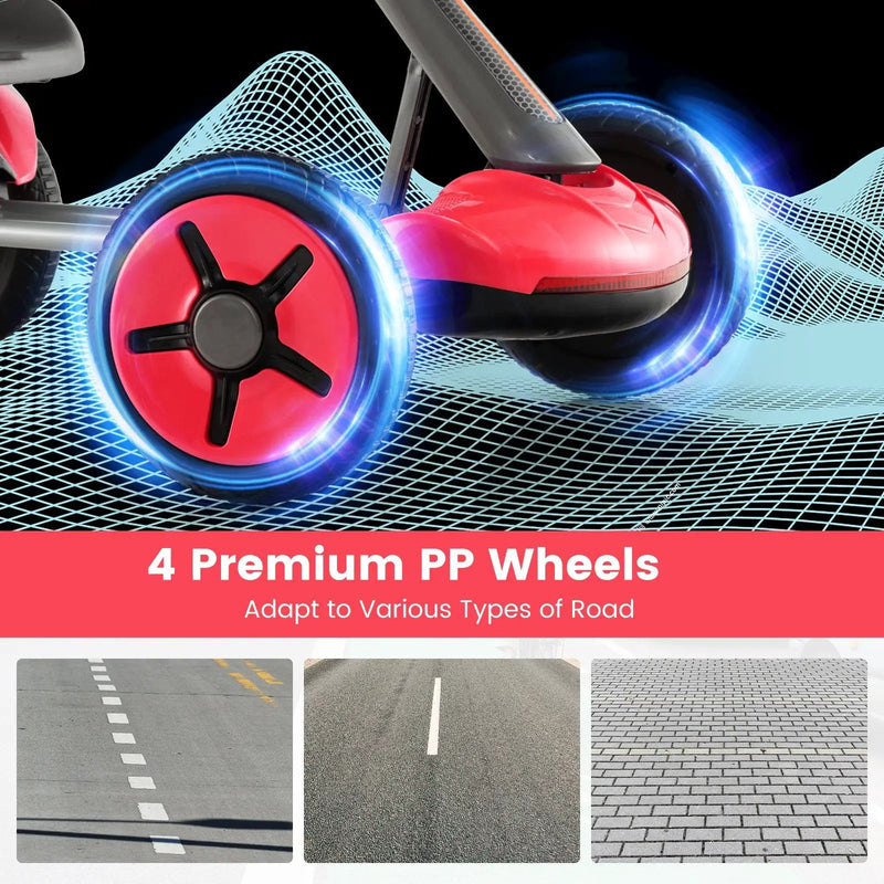 Pedal Powered 4-Wheel Toy Car with Adjustable Steering Wheel and Seat-Red by DirectDeals
