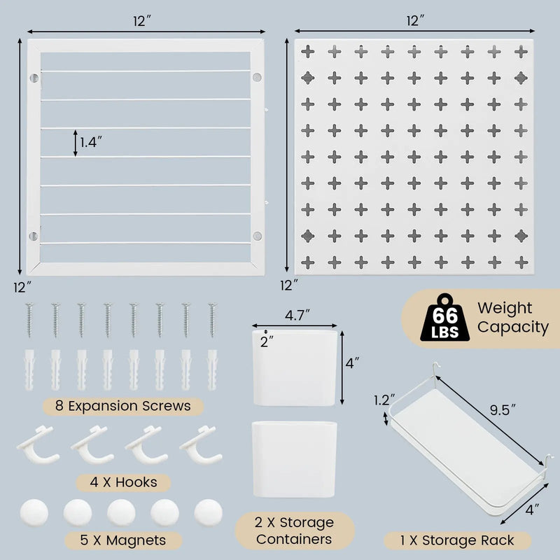 Pegboard Combination Kit Combination Wall Organizer with Magnets and Hooks by DirectDeals