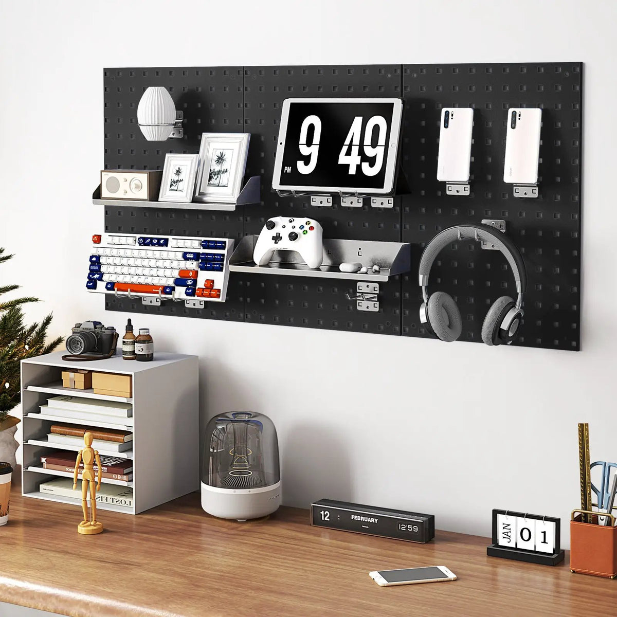 Wall-Mounted Pegboard Kit with 3 Pegboards for Garage Workshop