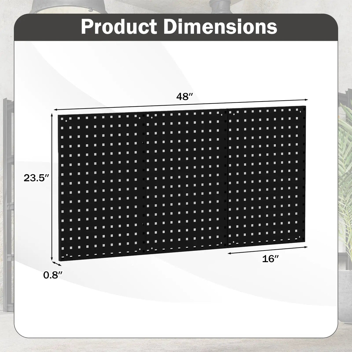 Wall-Mounted Pegboard Kit with 3 Pegboards for Garage Workshop, photo 5 of 7