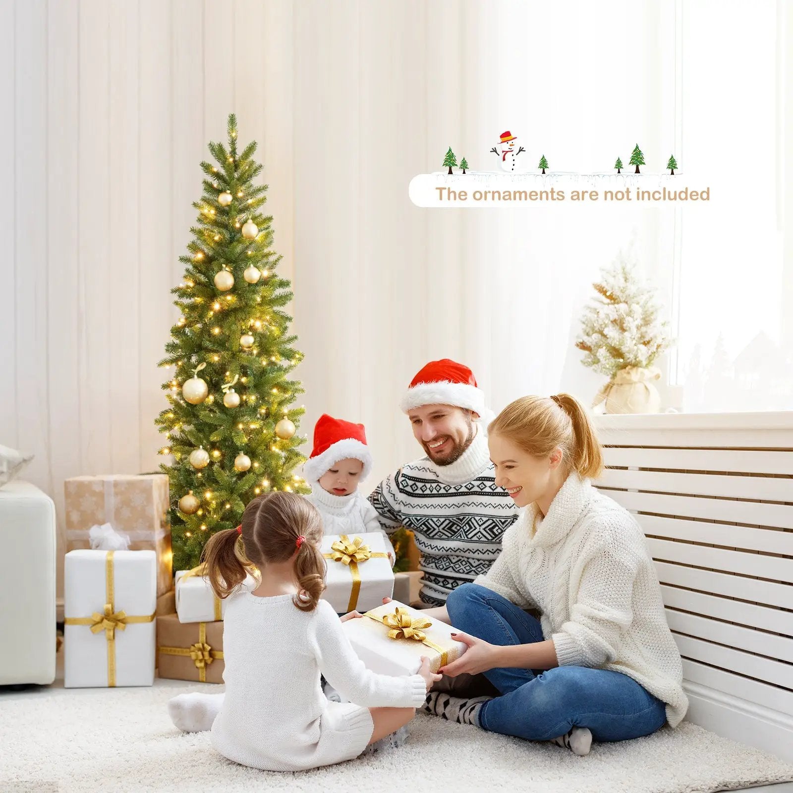 Pencil Christmas Tree with 180 Warm White and Multi-color LED Lights by DirectDeals