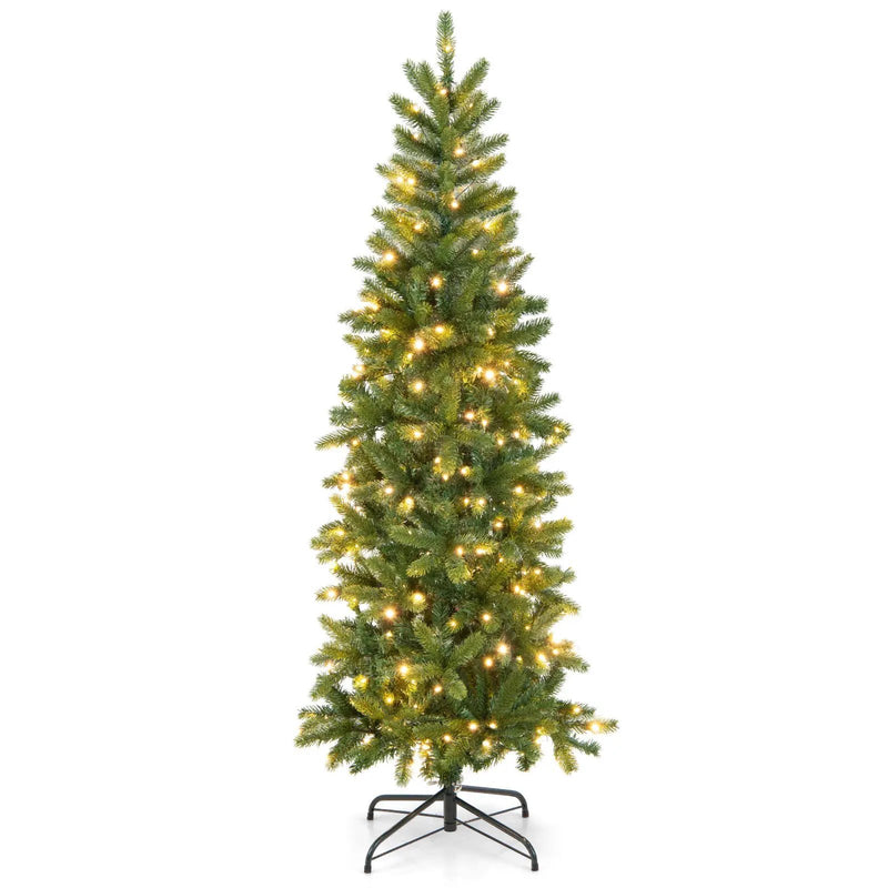 Pencil Christmas Tree with 180 Warm White and Multi-color LED Lights by DirectDeals