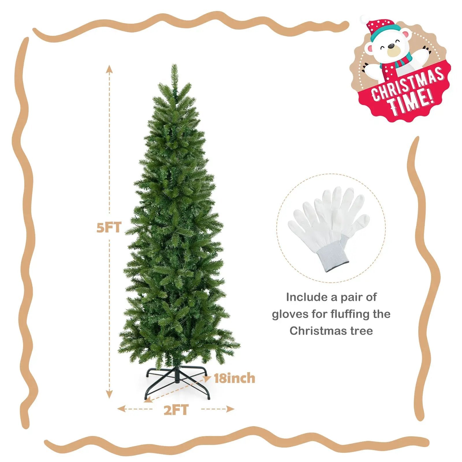 Pencil Christmas Tree with 180 Warm White and Multi-color LED Lights by DirectDeals