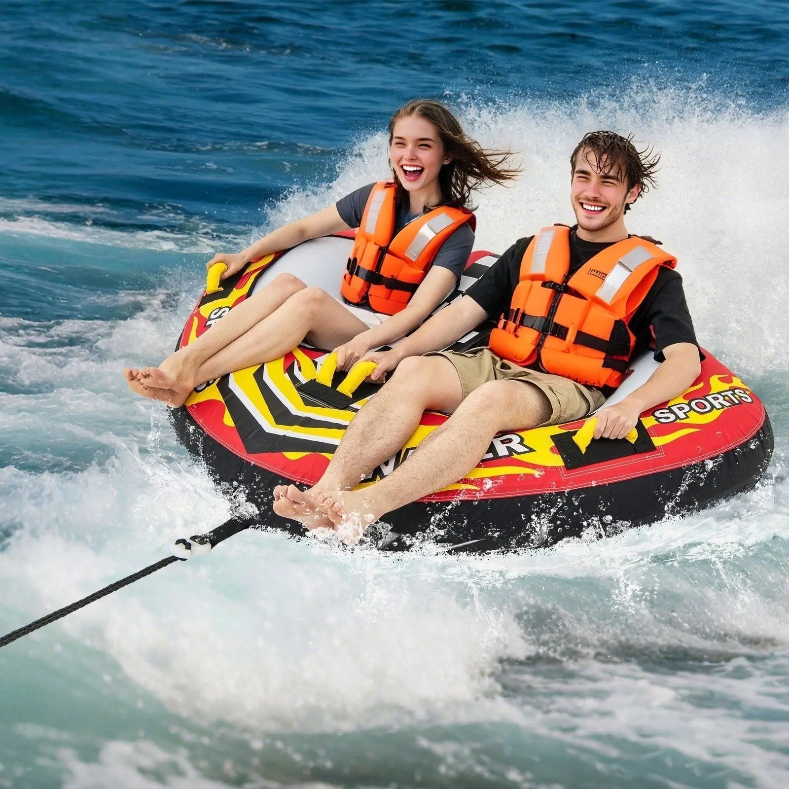 Towable Tube with Quick Connector and Drainage for Boating by DirectDeals