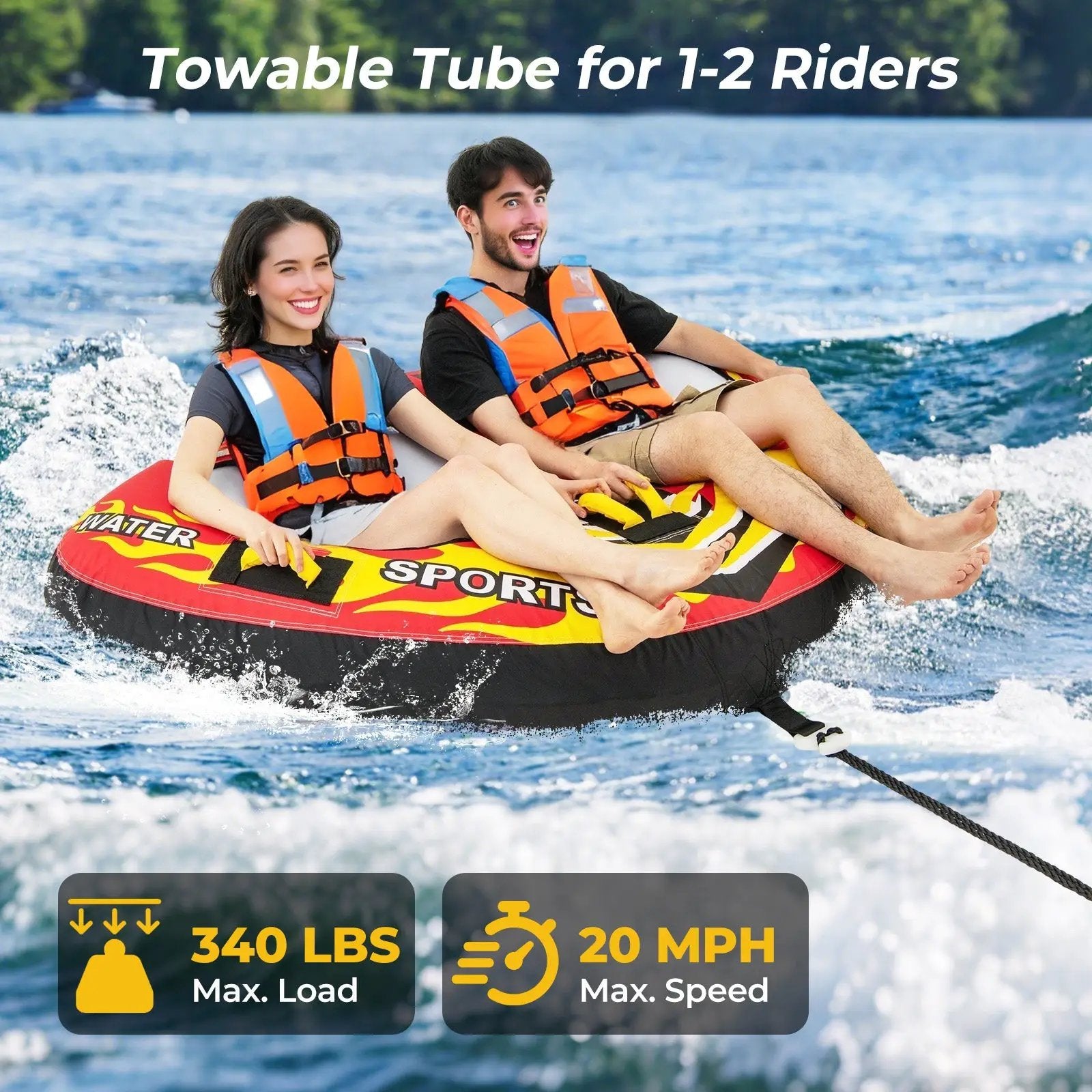 Towable Tube with Quick Connector and Drainage for Boating by DirectDeals