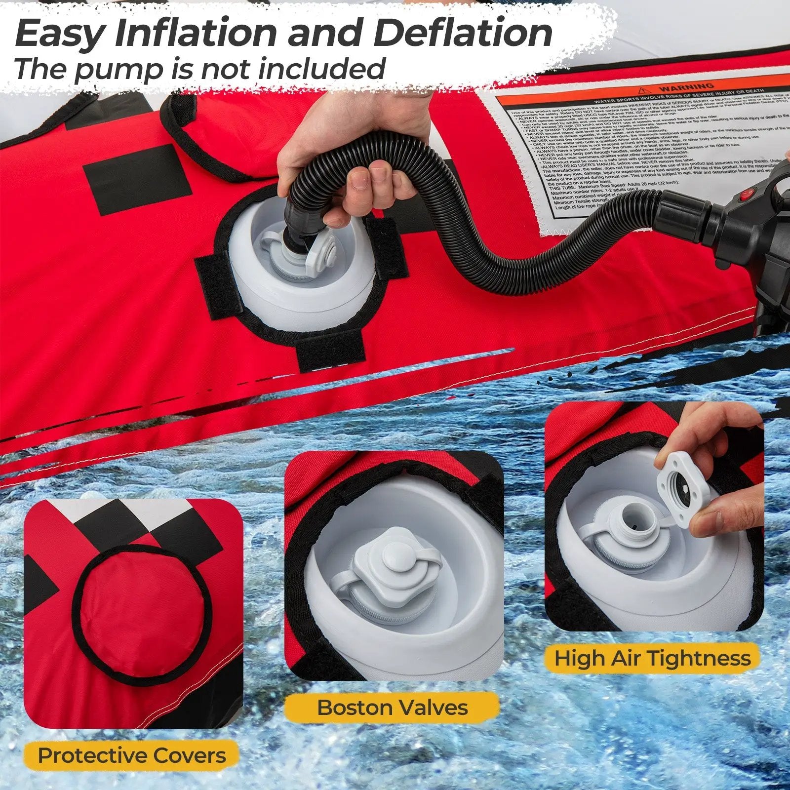 Towable Tube with Quick Connector and Drainage for Boating by DirectDeals