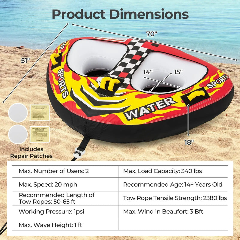 Towable Tube with Quick Connector and Drainage for Boating by DirectDeals