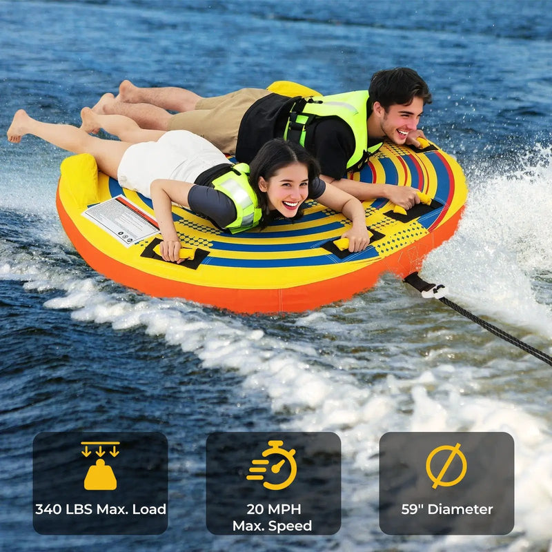 1 or 2 Person Inflatable Towable Tube for Boating with Quick Connector by DirectDeals
