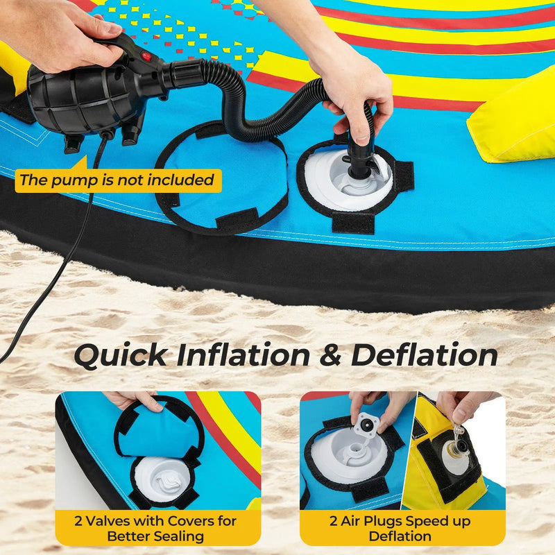 3-Person Inflatable Boat Tube Towable Platform with Double Valves by DirectDeals