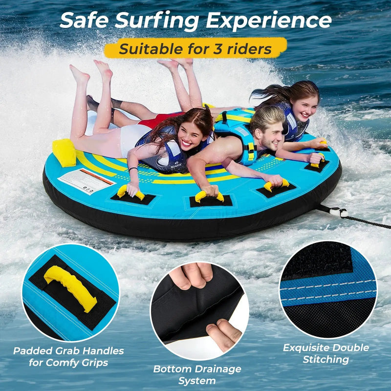 3-Person Inflatable Boat Tube Towable Platform with Double Valves by DirectDeals