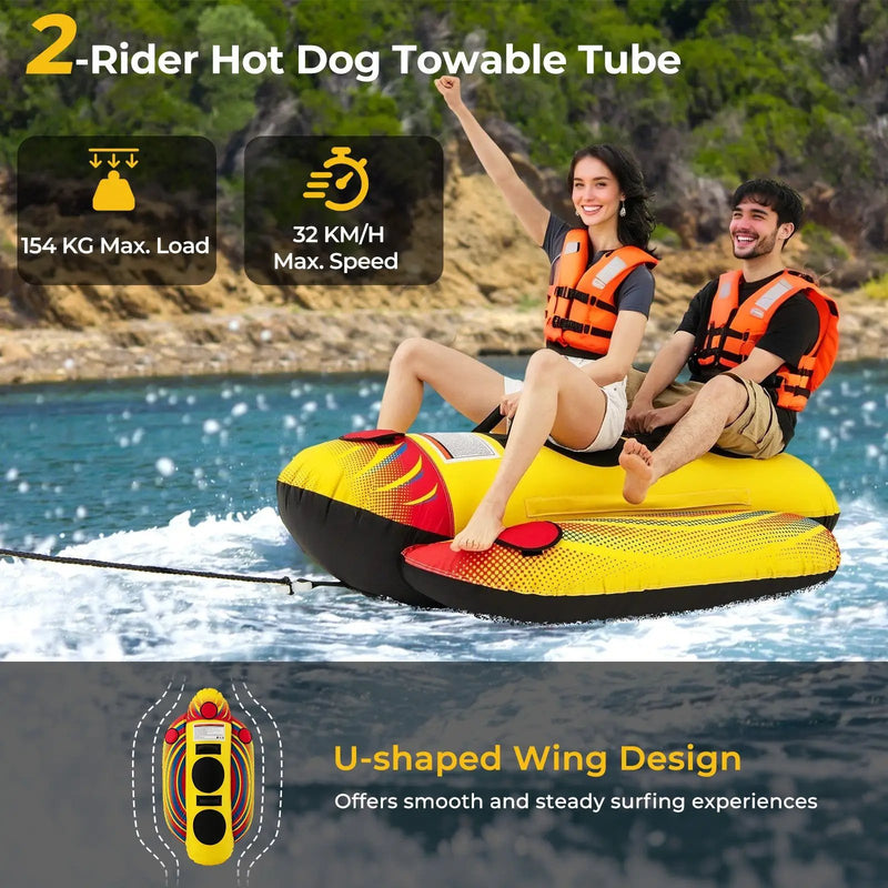 1 or 2 Person Inflatable Towable Tube Banana Boat for Boating by DirectDeals