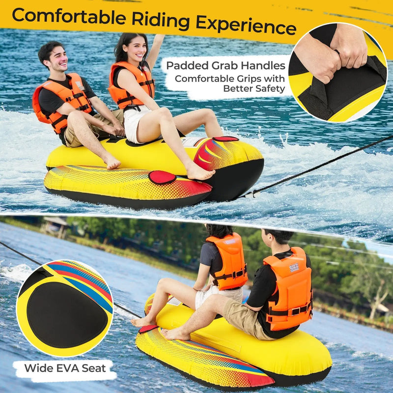 1 or 2 Person Inflatable Towable Tube Banana Boat for Boating by DirectDeals