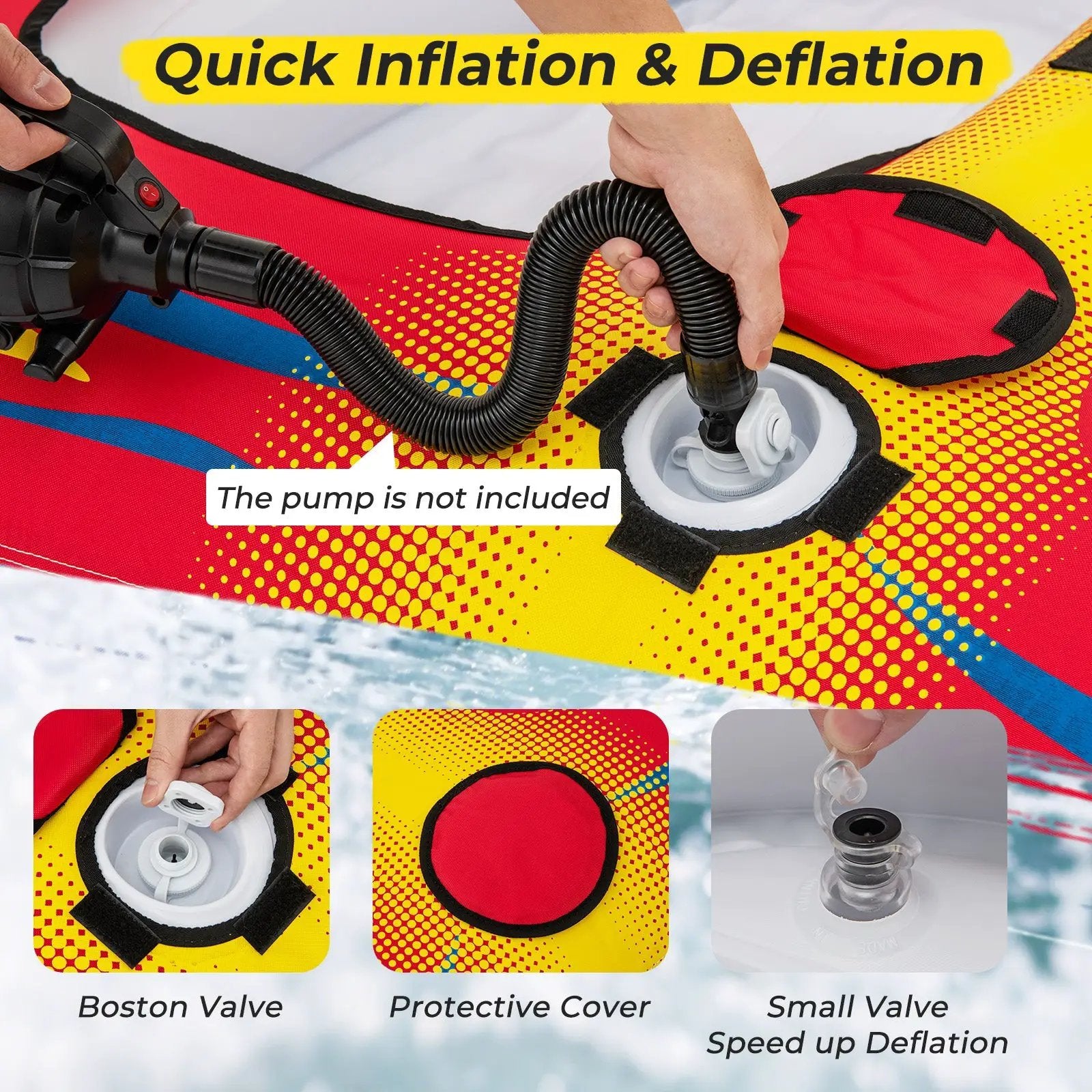 1 or 2 Person Inflatable Towable Tube for Boating with Drainage by DirectDeals