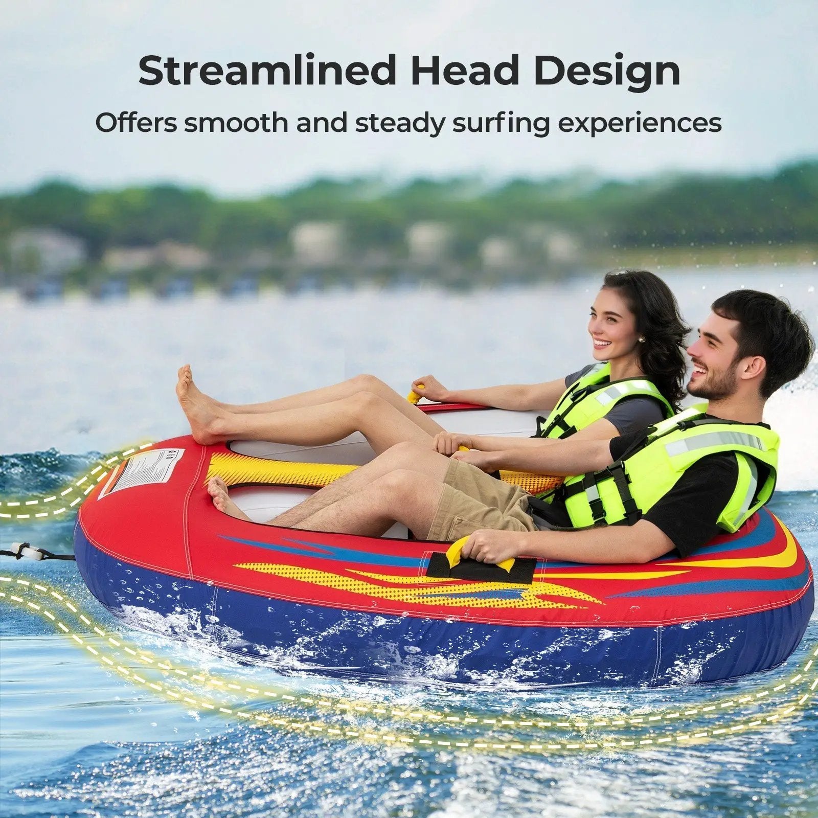 1 or 2 Person Inflatable Towable Tube for Boating with Drainage by DirectDeals