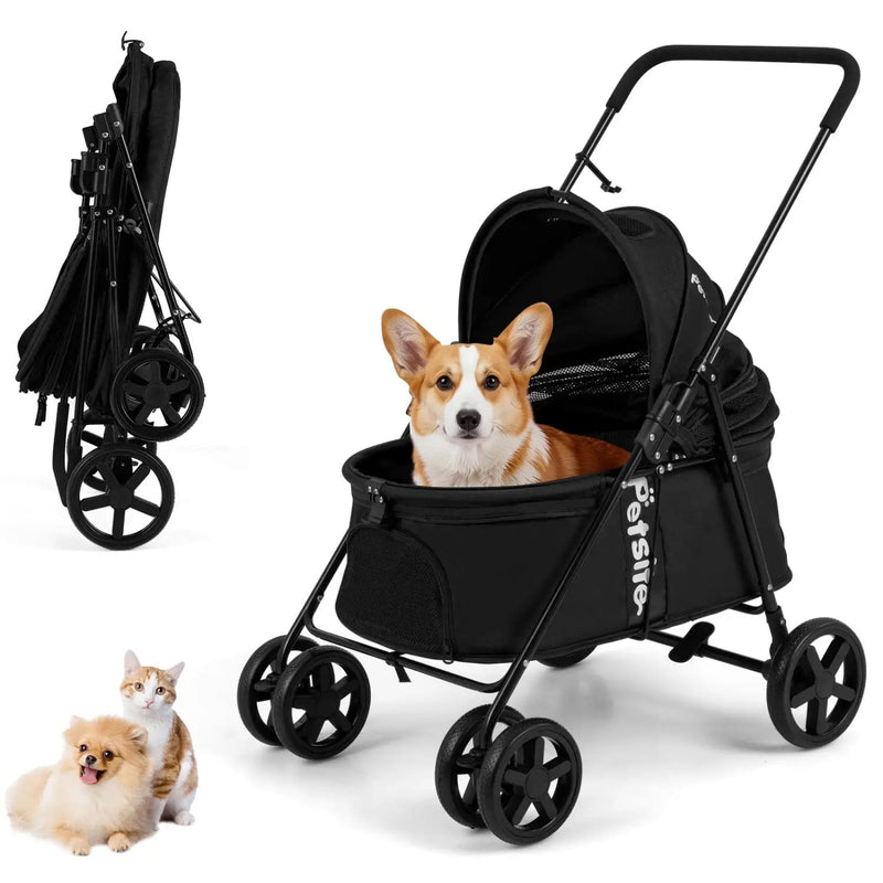 Foldable Pet Stroller for Small to Medium Dogs with Brake by DirectDeals