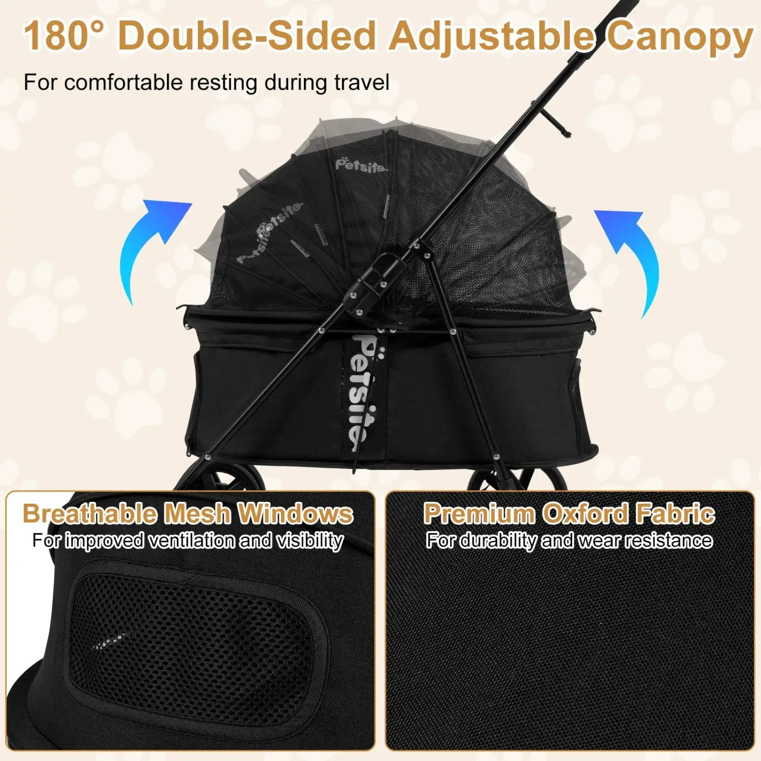 Foldable Pet Stroller for Small to Medium Dogs with Brake by DirectDeals