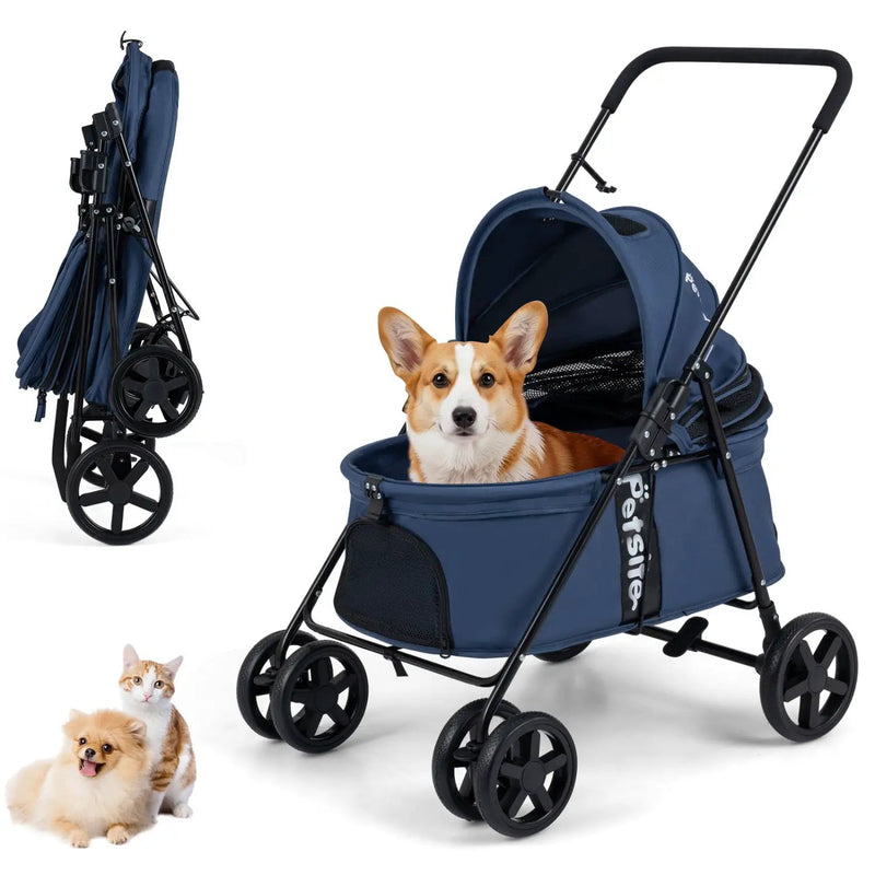 Foldable Pet Stroller for Small to Medium Dogs with Brake by DirectDeals